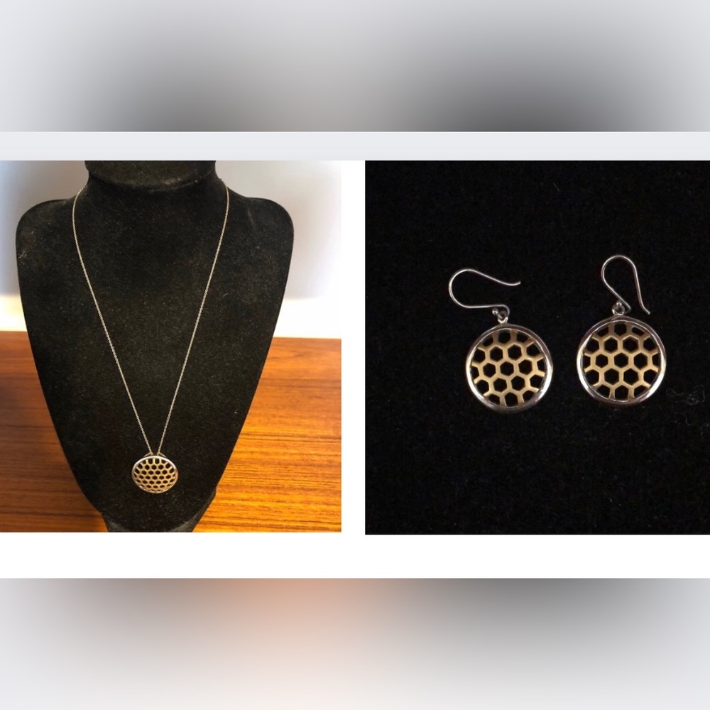 Honeycomb earrings and necklace